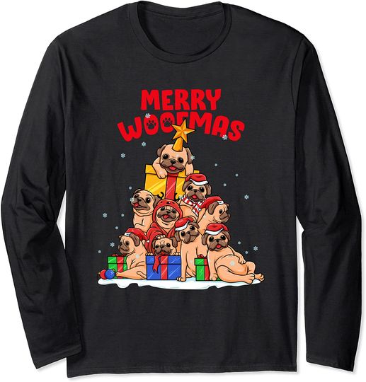Merry Woofmas Merry Christmas For Dog Lovers - Pug Owner Long Sleeve