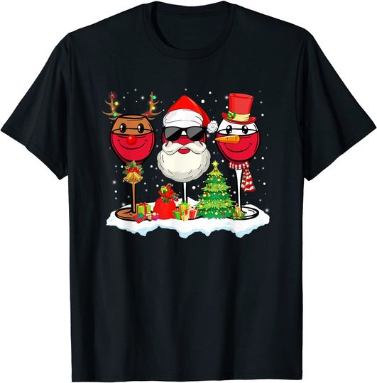 Discover Three Red Wine Glass Christmas T-Shirt