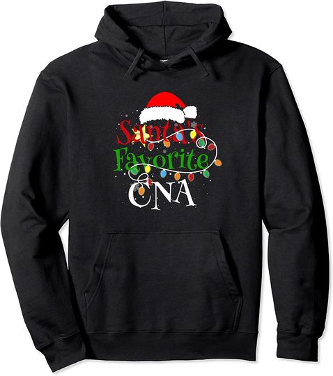 Discover Santa's Favorite CNA Nurse Christmas Funny Santa Hat Light Pullover Hoodie
