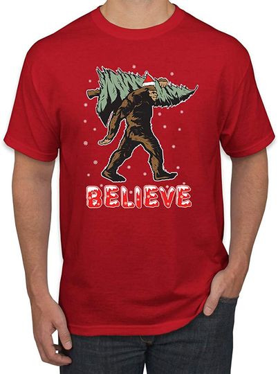 Discover Believe Sanata Sasquatch Bigfoot Christmas  T-Shirt