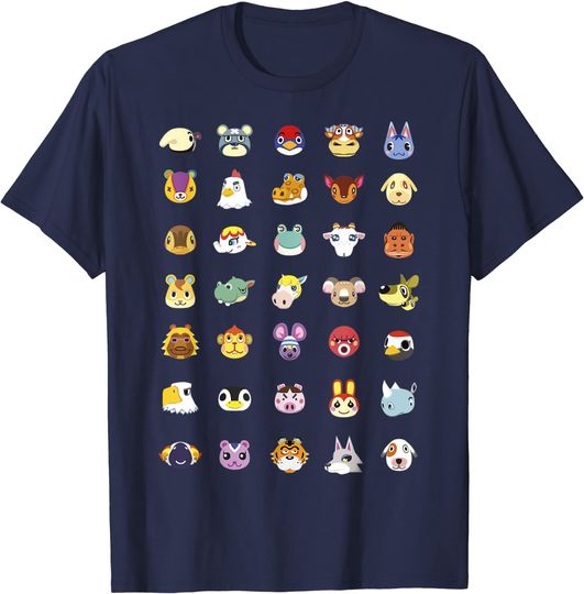 Animal Crossing New Horizons Group Shot Character Faces T-Shirt