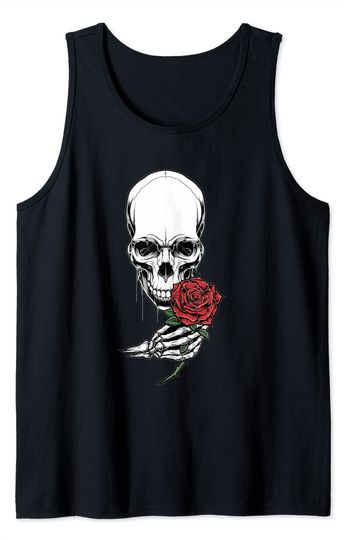 Skeleton Hand Holding Rose Tank Top
