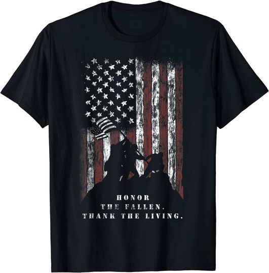 Veteran Honor the Fallen Thank the Living USA Flag T Shirt
