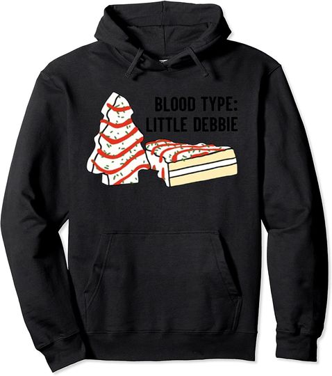 Blood Type Little Debbie Inspired Christmas Tree Snack Cake Pullover Hoodie
