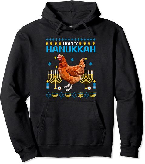 Chicken Chanukah Jewish Ugly Hanukkah Pajama Pullover Hoodie