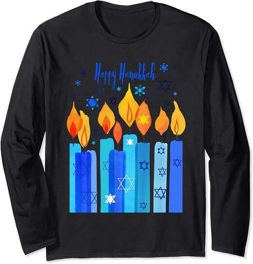 Happy Hanukkah Festival Of Light Star Of David Long Sleeve