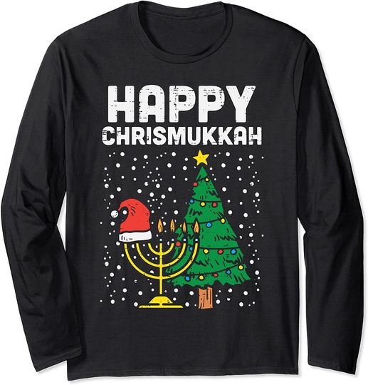 Happy Christmukkah Jewish Christmas Hanukkah Chanukah Gift Long Sleeve