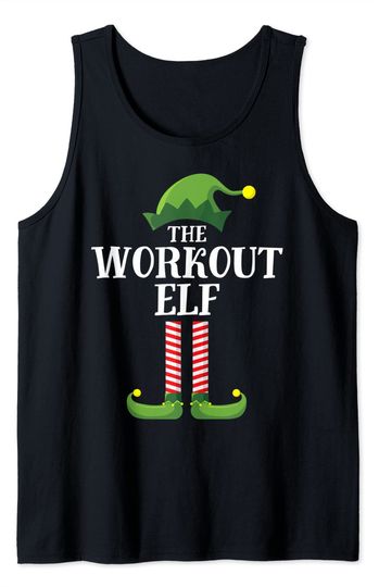 Workout Elf Matching Family Group Christmas Party Pajama Tank Top