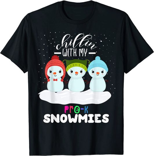 Discover chillin with my pre-k snowmies christmas teacher gift T-Shirt