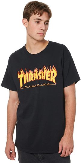 Black and yellow T shirts Thrasher