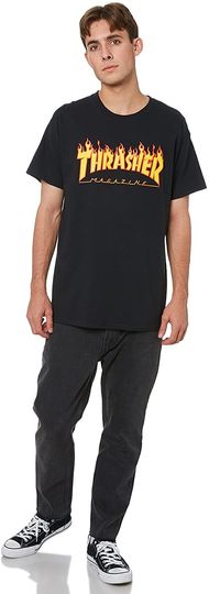 Black and yellow T shirts Thrasher