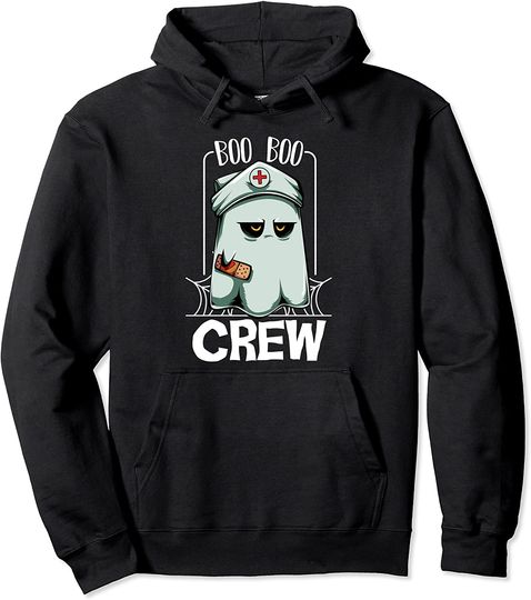 Ghost quotes Hoodies Boo Boo Crew Nurse Ghost Funny Scary Halloween Quotes Pullover