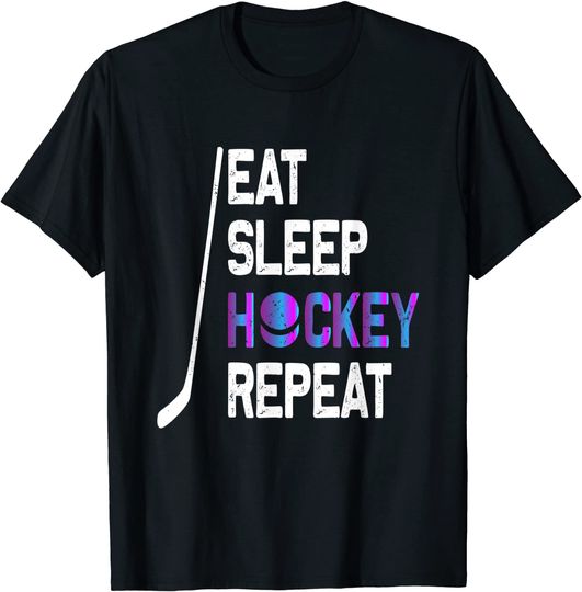 Eat Sleep Hockey Repeat Shirt - Hockey Gifts - Fun Hockey T-Shirt