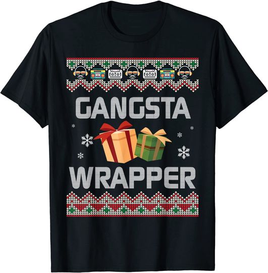 Gangster Wrapper Merry Christmas Gift Rapper Gangsta T-Shirt