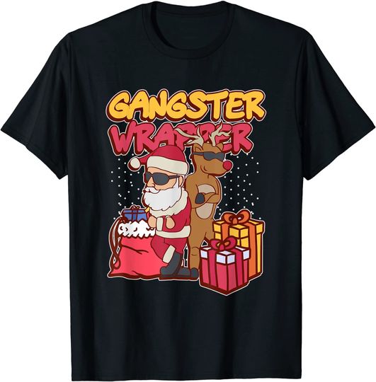 Gangster Wrapper Ugly Christmas Pun Gangsta T-Shirt