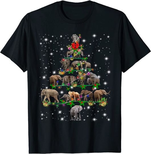 Funny Elephants Christmas Tree Tee Ornament Decor Gift T-Shirt