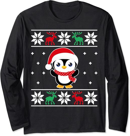 Christmas Penguin Funny Classic Ugly Sweater Girl Boy Kids Long Sleeve