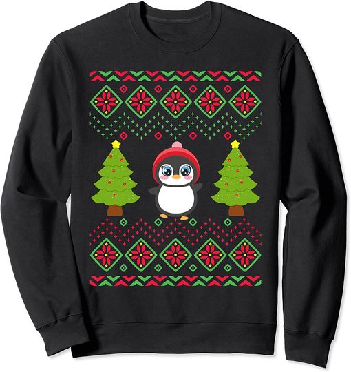Christmas Penguin Funny Classic Ugly Sweater Teen Girl Women Sweatshirt
