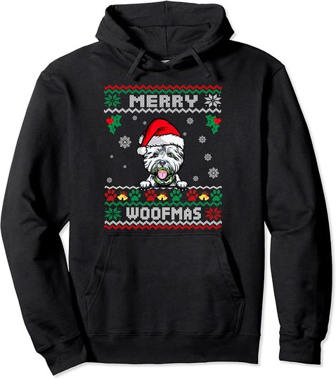 Merry Woofmas West Highland White Terrier Dog Christmas Ugly Pullover Hoodie