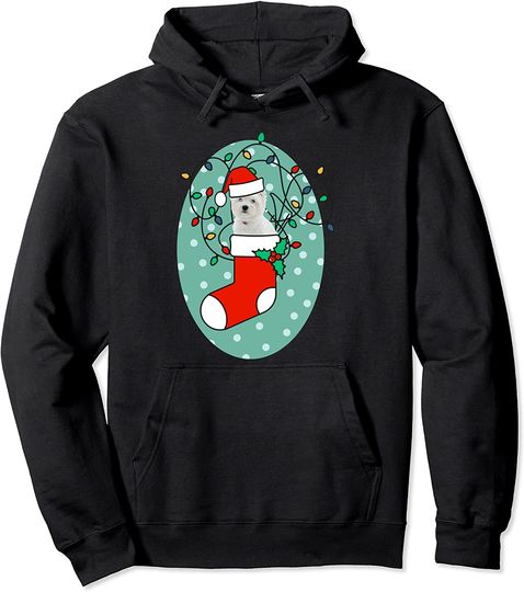 Christmas Stocking Dog West Highland White Terrier Pullover Hoodie