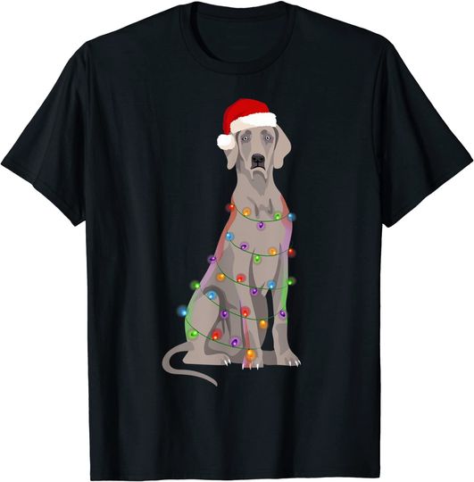 Weimaraner Christmas Lights Xmas Dog Lover T-Shirt