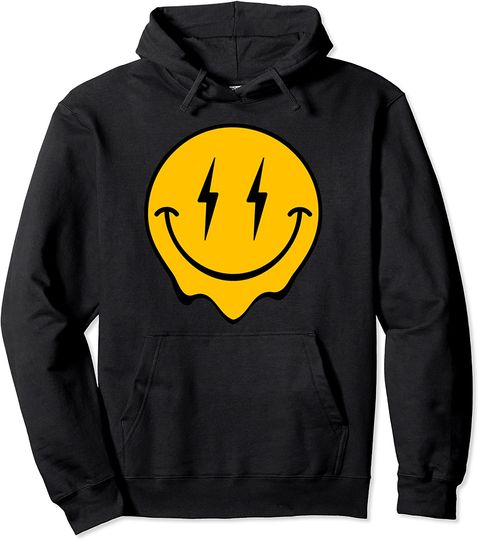 Smiley Face Bolt Lightning Cute Happy Face Pullover Hoodie