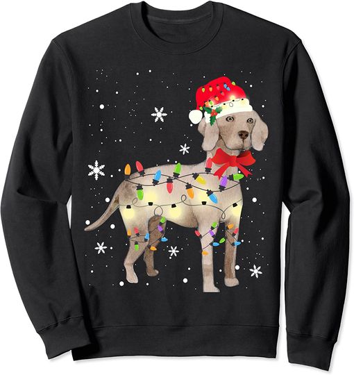 Discover Weimaraner Dog Christmas Light Xmas Mom Dad Gifts Sweatshirt