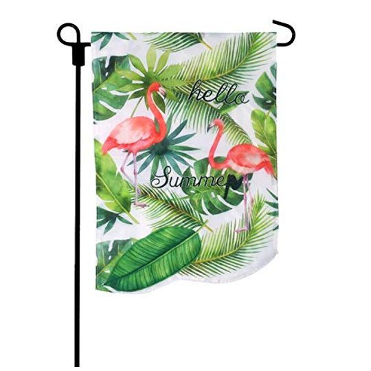 Discover Hello Summer Garden Flag Double Sided Flamingo Tropical