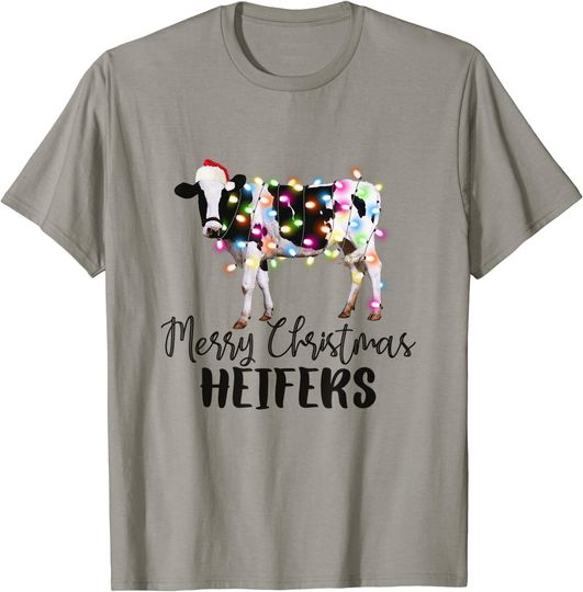 Merry Christmas Heifers Farm Santa Cow T-Shirt