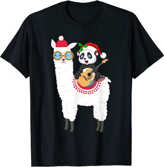 Discover Panda Riding Llama Christmas Pajamas Tshirt Funny Xmas Gifts