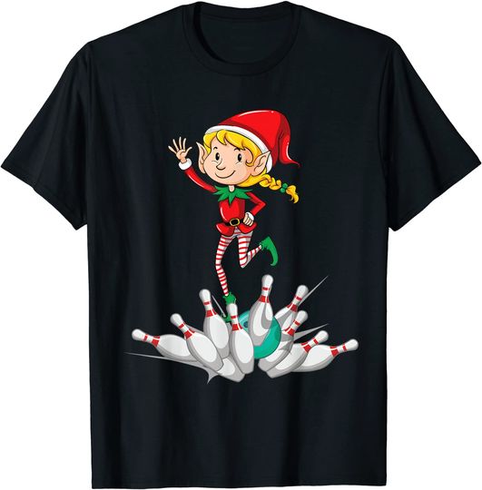 Elf Playing Bowling Christmas T-Shirt