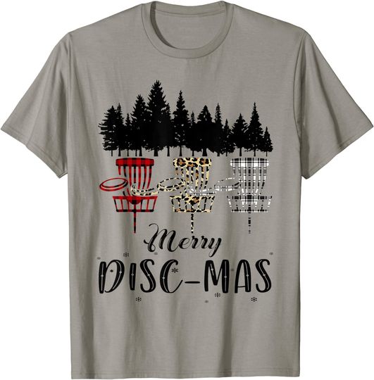 Merry Disc-Mas Merry Disc Golf Flannel and Leopar Christmas T-Shirt
