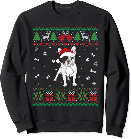 Discover Funny French Bulldog Dog Santa Hat Christmas Gift Sweatshirt