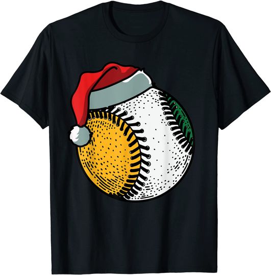 Baseball Santa Hat Christmas X-Mas Holiday T-Shirt