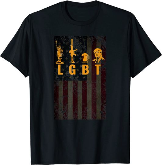 LGBT Liberty Guns Beer Trump Support T-shirt