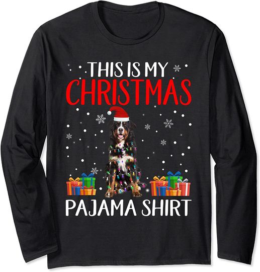 This Is My Bernese Mountain Dog Christmas Pajama Santa Light Long Sleeve