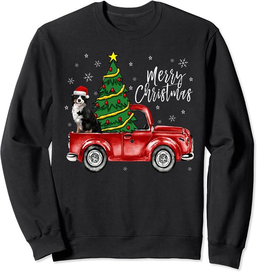 Cute Bernese Mountain Dog Truck Merry Christmas Dog Lover Sweatshirt
