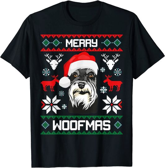 Miniature Schnauzer Merry Woofmas Christmas Dog Gift T-Shirt