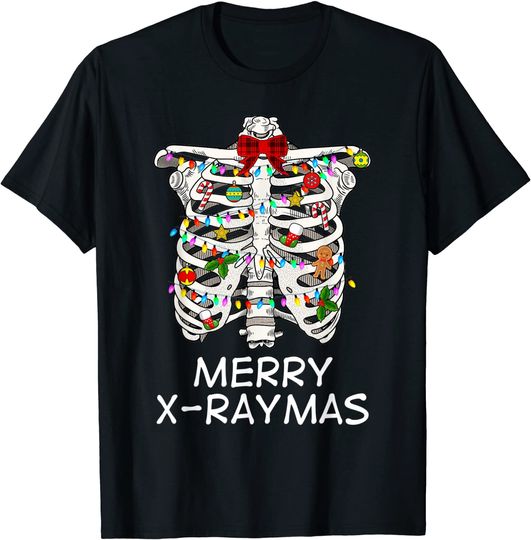 Discover Merry X-Raymas Skeleton Rib Christmas  T-Shirt