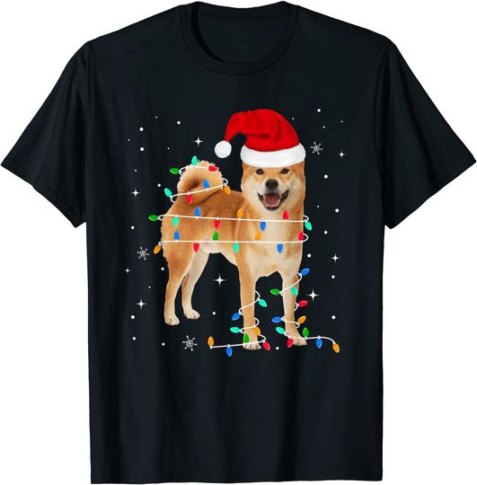 Funny Shiba Inu Christmas Light Gifts Xmas T-Shirt