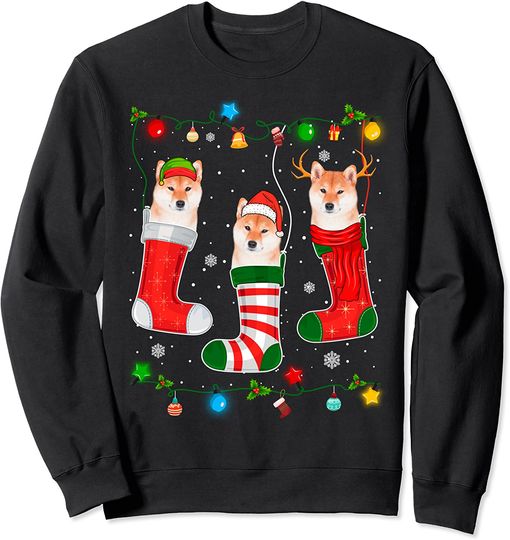 Christmas Pajama Lights Shiba Inu Dog Puppy Lover Sweatshirt