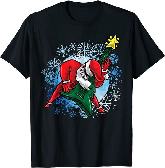 Santa Guitar Christmas Tree T Shirt