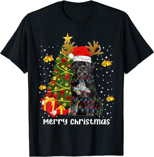 Portuguese Water Dog Christmas Lights Tree Santa Xmas Pajama T-Shirt