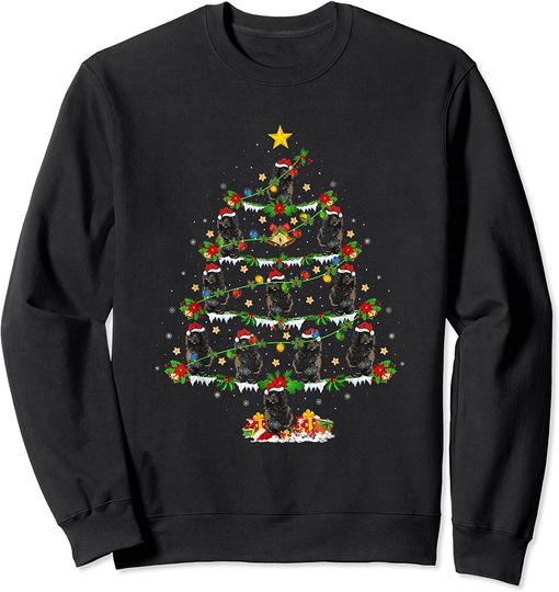 Xmas Tree Lights Santa Hat Portuguese Water Dog Christmas Sweatshirt