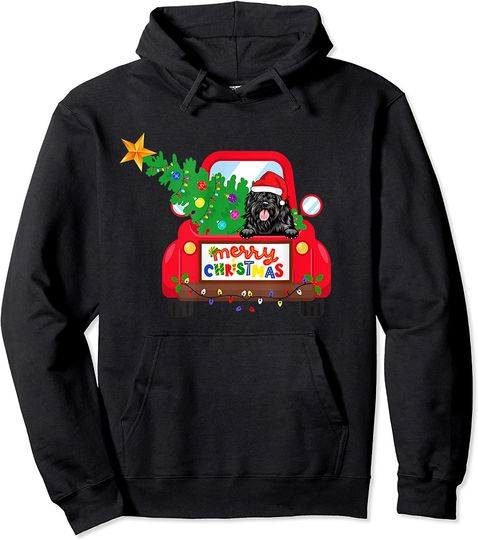 Portuguese Water Dog Riding Red Truck Christmas Holiday Pullover Hoodie