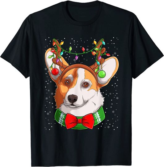 Pembroke Welsh Corgi Dog Christmas Pajamas Reindeer Xmas T-Shirt