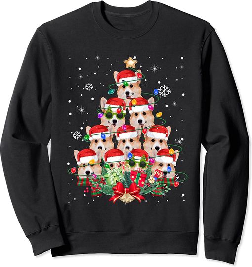 Funny Pembroke Welsh Corgi Dog Christmas Tree Xmas Pajamas Sweatshirt