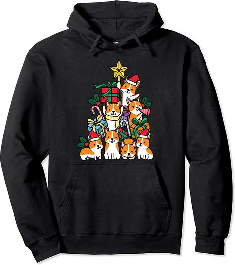Christmas Tree Corgi Dog Pullover Hoodie