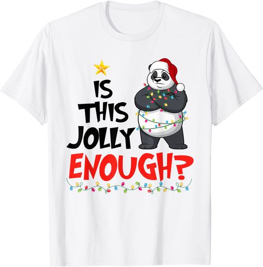 Panda Santa Hat Funny Is This Jolly Enough Christmas T-Shirt