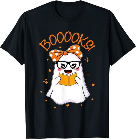Booooks! Cute Ghost Reading Library Books Teacher T-Shirt